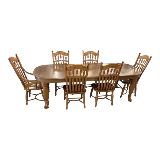 1970s Virginia House Oak Dining Set of 7 For Sale