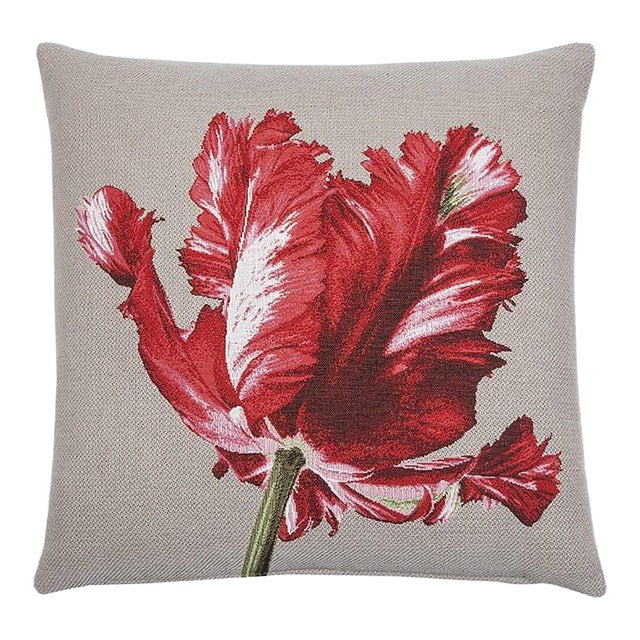 Geranium Grey Tapestry Cushion With Feather Filler - 46x46cm (18"x18") For Sale