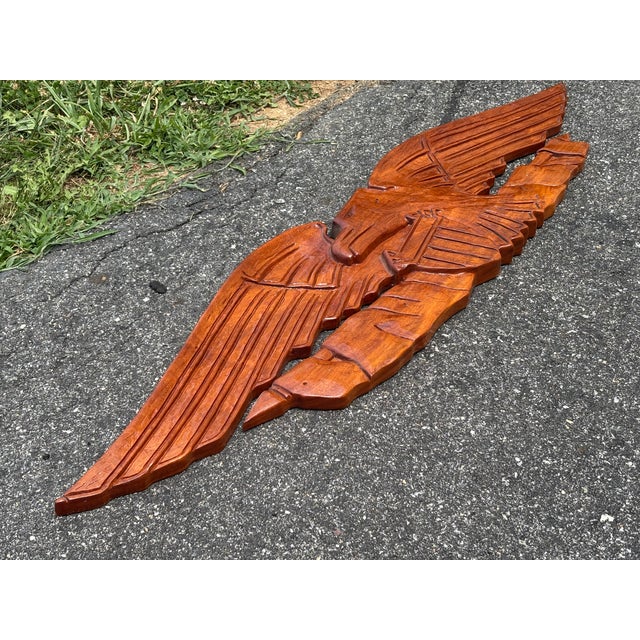 Artisan Carved Late 19th / Early 20th Century American Eagle. Patriotic imagery, presenting the Stars and Stripes shield...