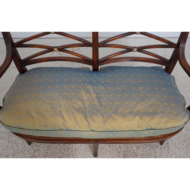 Theodore Alexander Mahogany Regency Cane Seat Settee For Sale - Image 11 of 18