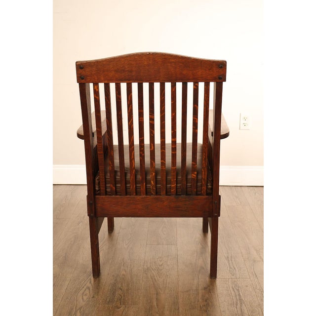 Michigan Chair Company Arts And Crafts Oak Armchair For Sale - Image 12 of 18