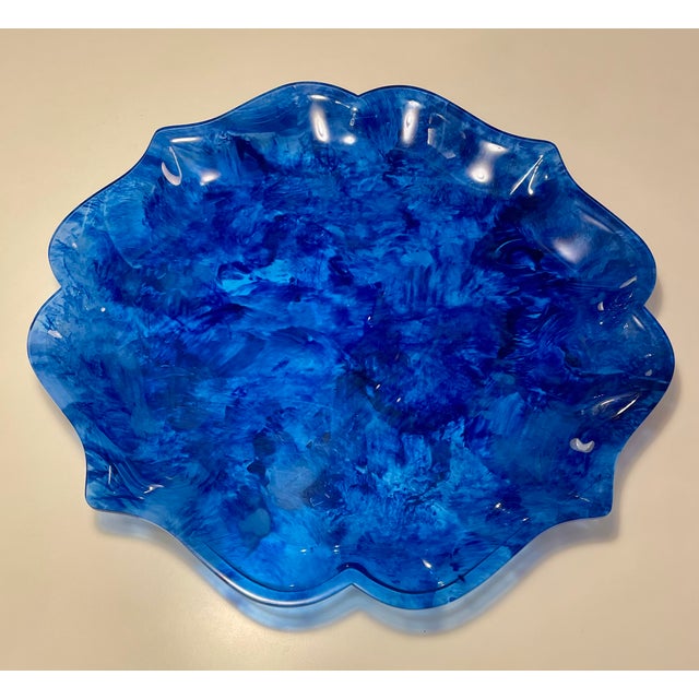 Huge Blue Acrylic Faux Tortoise Tray, 1970 For Sale - Image 4 of 9