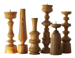 Scandinavian Wooden Candleholders, Set of 6