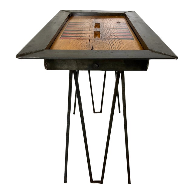 Iron and Oak Backgammon Table For Sale