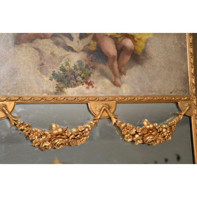 Wood Tall Antique Decorative Gilt Wood Mirror, 1860 For Sale - Image 7 of 13