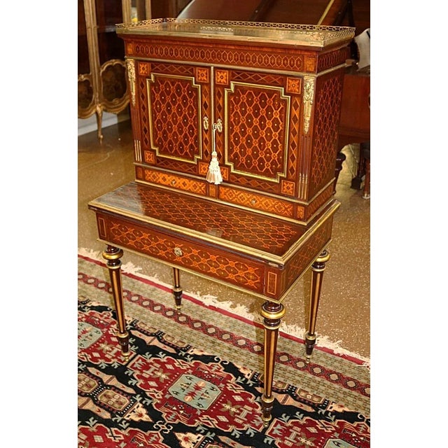 French ​19th Century French Rosewood Inlaid Louis XVI Ladies Desk Bonheur Du Jour For Sale - Image 3 of 13