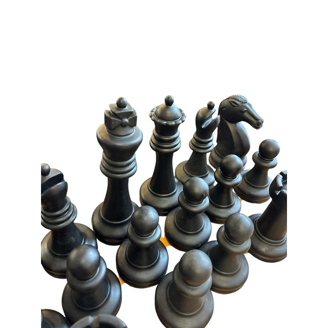 Late 20th Century Large Staunton Style Wooden Chess Set With Matching Wood Inlaid Board For Sale - Image 5 of 9