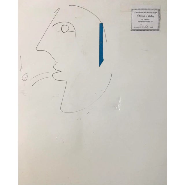 Black Peter Keil, Large Abstract Face Mixed-Media Painting, 1980s For Sale - Image 8 of 9