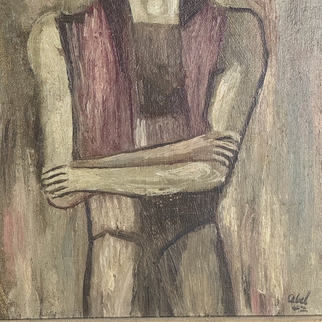 Exquisite & Unusual Pair of 1940s Circus Performers Portrait Paintings, Framed Original Oil on Board For Sale - Image 12 of 16