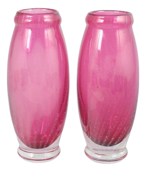 Pink Art Glass Vases from Chribska Glassworks, 1990s, Set of 2