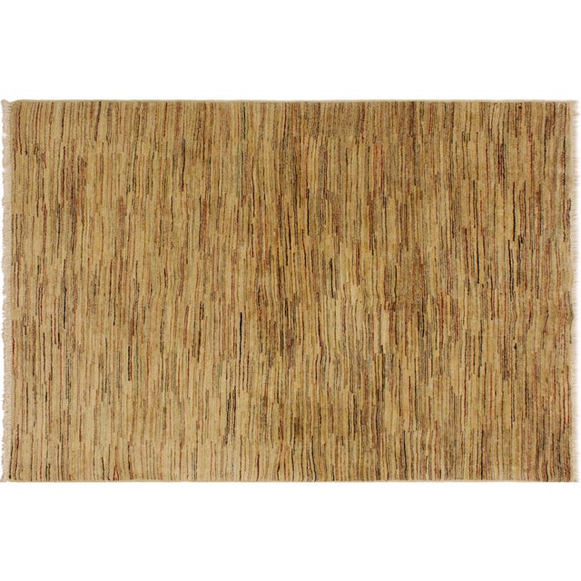 Modern Gabbeh Beige/Rust Wool Rug - 4'0'' X 5'9'' For Sale - Image 9 of 10