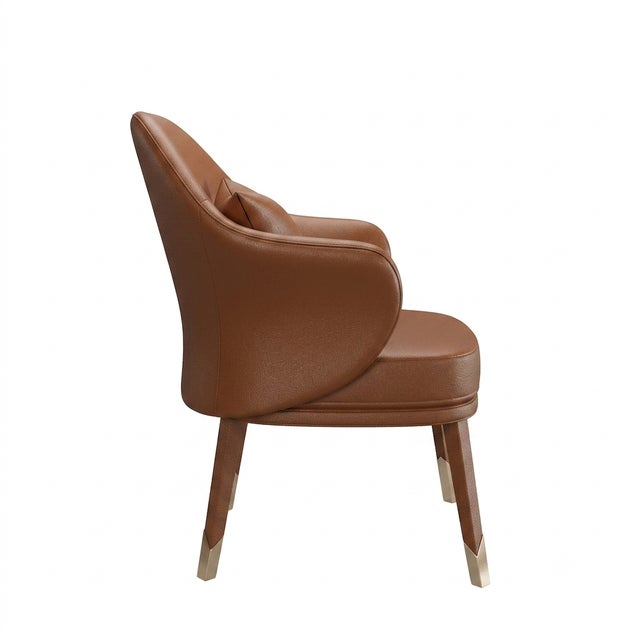 Contemporary Bhutan Brown Leather Armchair For Sale - Image 3 of 4