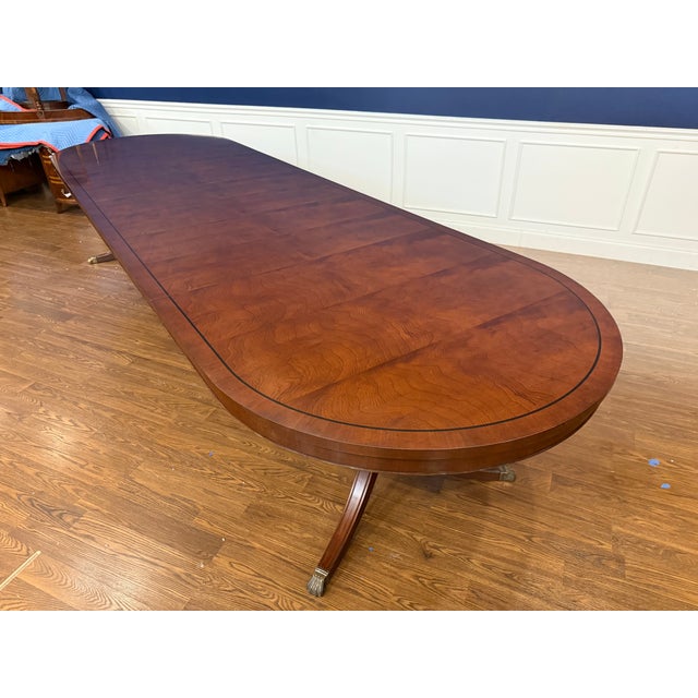 Wood Traditional Oval Mahogany Double Pedestal Dining Table by Leighton Hall - Showroom Sample For Sale - Image 7 of 14