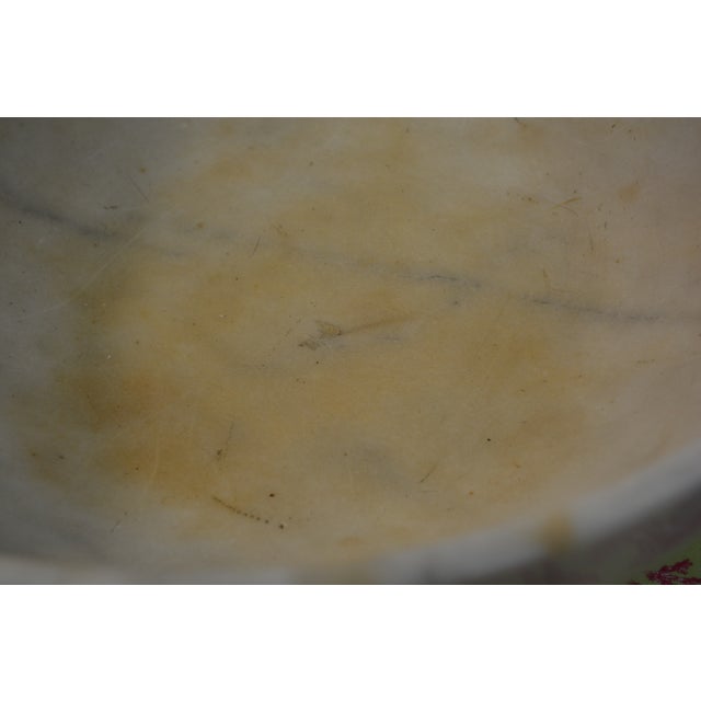 Huge White / Gray Veined Round Marble Pedestal Bowl Deep Compote - Centerpiece For Sale - Image 4 of 15