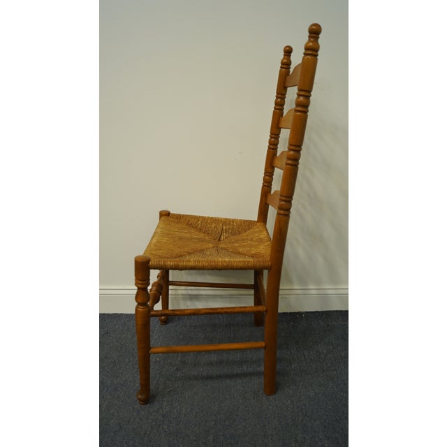 Ethan Allen Heirloom Nutmeg Maple Ladder Back Dining Side Chair W. Rush