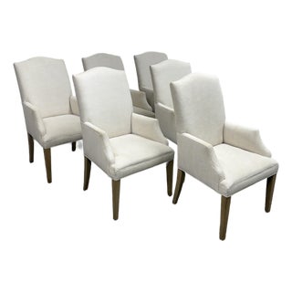 Restoration Hardware Hudson Camelback Dining Armchairs, Set of Six For Sale