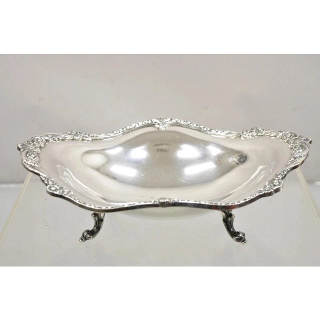 Vintage Sheridan Victorian Style Silver Plated Footed Scalloped Oval Fruit Bowl For Sale - Image 11 of 12