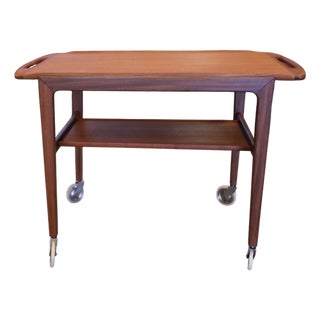 Danish Teak Serving Trolley with Removable Tray, 1960s For Sale
