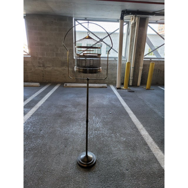 Brass 1920s Leon Brass Standing Birdcage For Sale - Image 8 of 13