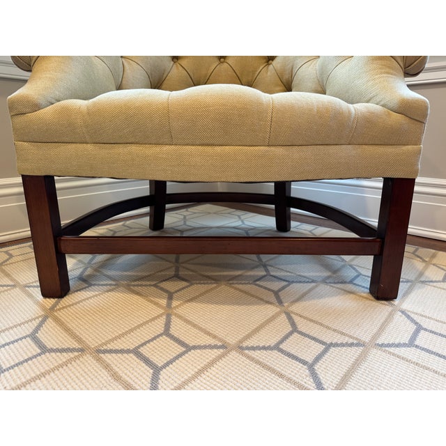 Beige Bunny Williams T42 Tufted Lounge Chair in Tan Beige Linen For Sale - Image 8 of 13