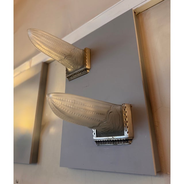 Art Deco Pirogues Wall Lights from Val Saint Lambert, 1930, Set of 2 For Sale - Image 16 of 18