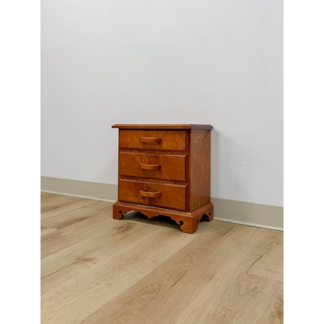 Vintage Mini Dresser Tiger Engraved Top Three Drawer Transitional Primitive For Sale - Image 4 of 14