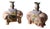 Pair of Chinese Export Famille Rose of Enameled Elephant Candlestick or Josh Sticks, Early 20th C. For Sale