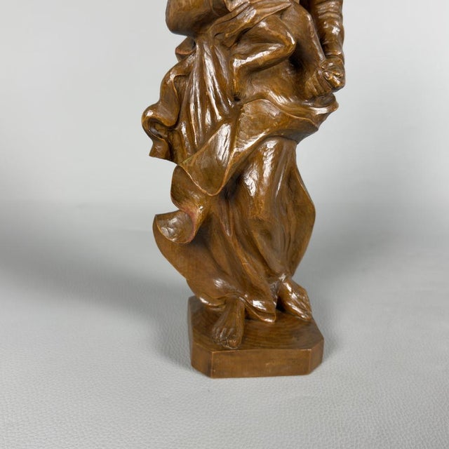 Madonna with Child in Wood Carved Wood, 1950s For Sale - Image 9 of 12