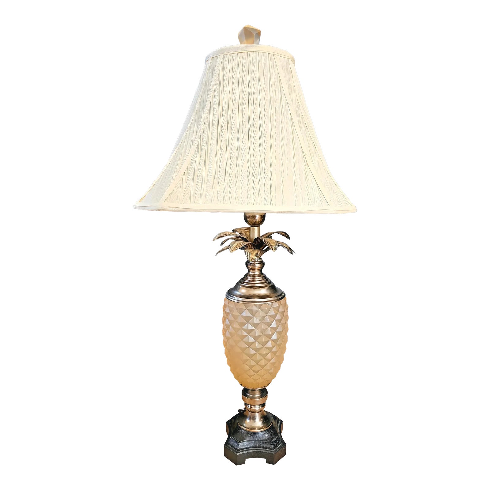MidCentury Modern Uttermost Cut Crystal and Metal Pineapple Table Lamp