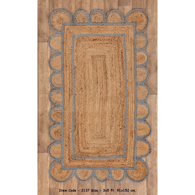 Sizes- 9'x12' Hand Made Natural Jute Fiber Scallop Rug. Available in Multiple Colors and Sizes. See additional listings in...