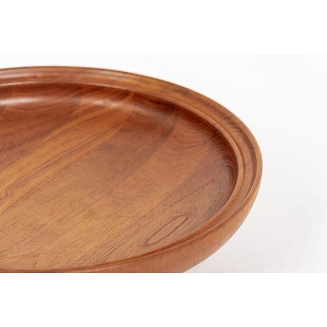 Brown 1960s Danish Modern Large Teak Wood Bowl by Henning Koppel for Georg Jensen For Sale - Image 8 of 11