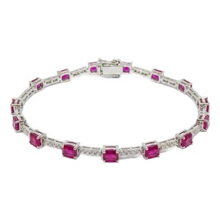 Natural 18k Gold Ruby 3.71ct & Diamond 0.39ct Bracelet For Sale