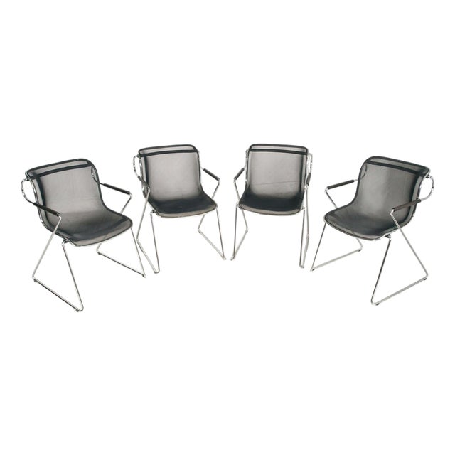 Vintage Italian Penelope Armchairs by Charles Pollock for Anonima Castelli, Italy, 1982, Set of 4 For Sale