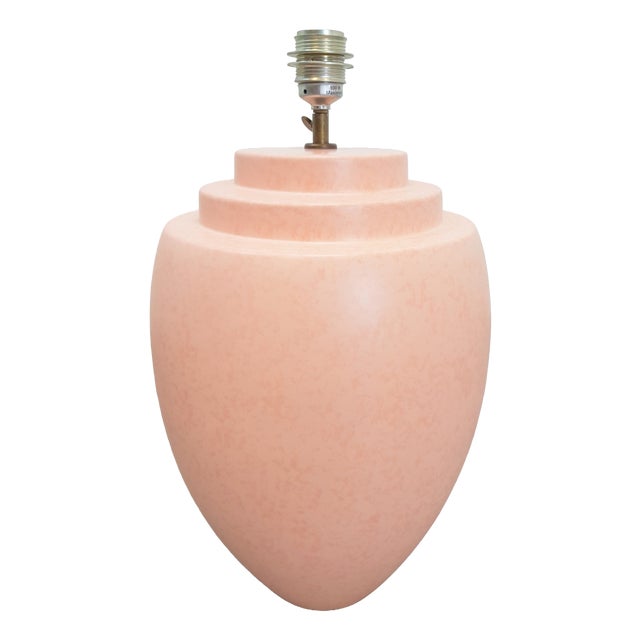 Large Pink Ceramic Table Lamp from Kostka, France, 1970s For Sale