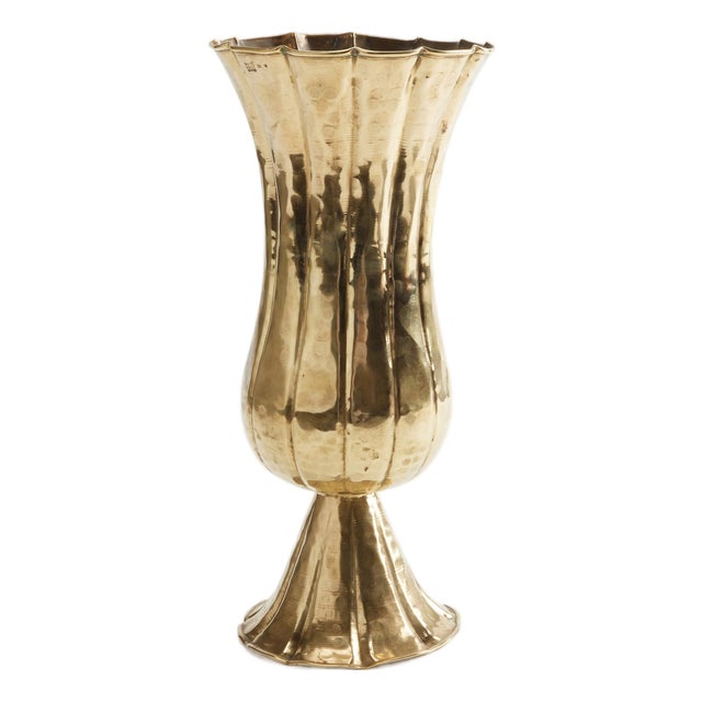 Hammered Brass Fluted Vase by Josef Hoffman For Sale