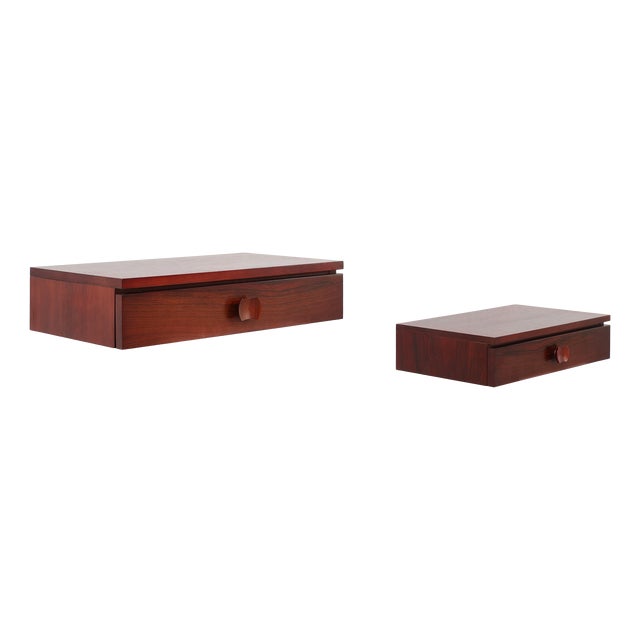 Mid-Century Modern Danish Wall-Mounted Nightstands in Walnut, 1960s, Set of 2 For Sale