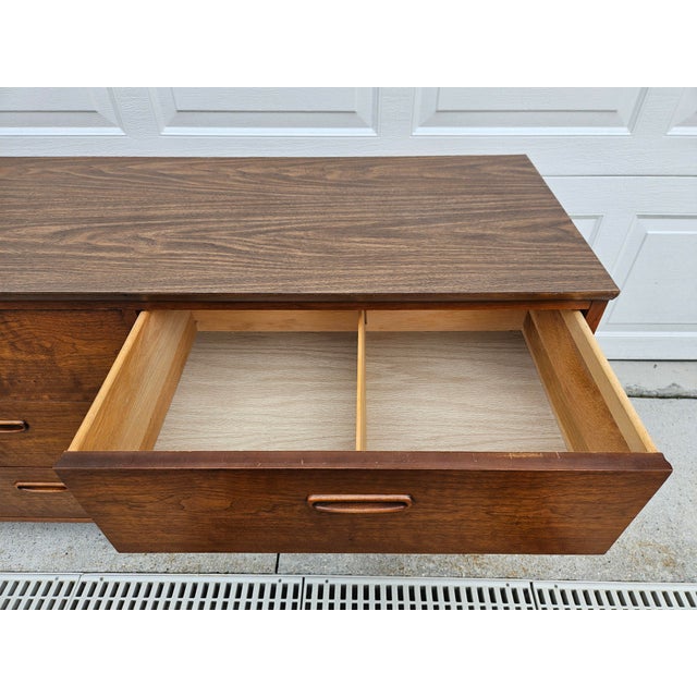 Lane Furniture Walnut and Laminate Six Drawer Dresser For Sale - Image 9 of 11