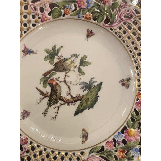 Four Herend Porcelain Reticulated Dessert Plates. Hungary, Mid-20th Century. For Sale - Image 10 of 13