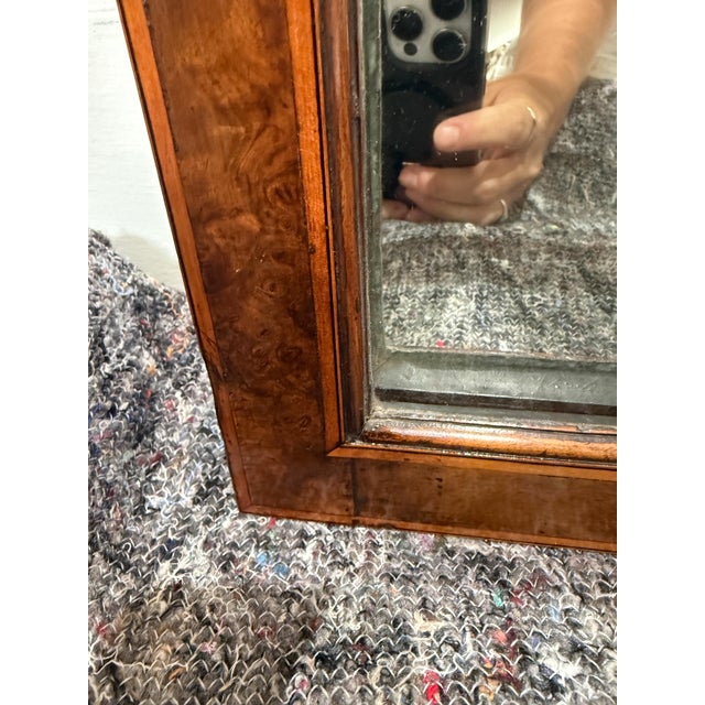 Brown Gothic Window Pane Mirror in Burr Walnut Frame From England (H 37 3/4 X W 17) For Sale - Image 8 of 11