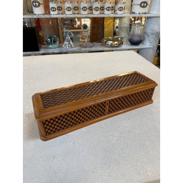 Vintage Wooden Woven Jewelry Box For Sale In Los Angeles - Image 6 of 9