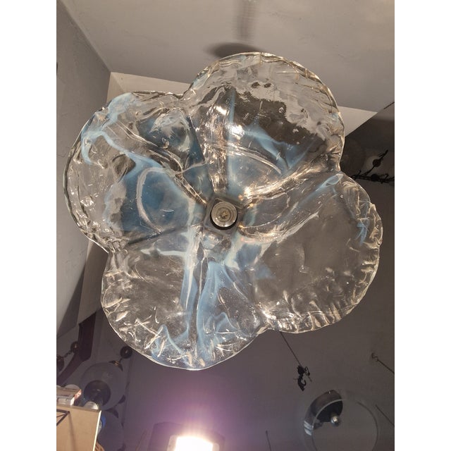 Vintage Pendant Light in Opalescent and Transparent Murano Glass with Metal Structure from Mazzega, 1960s For Sale - Image 6 of 12