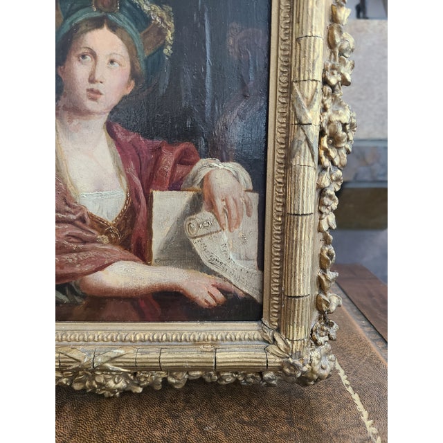Small Antique Oil Painting Portrait of the Cumaean Sibyl After Domenichino For Sale - Image 9 of 15