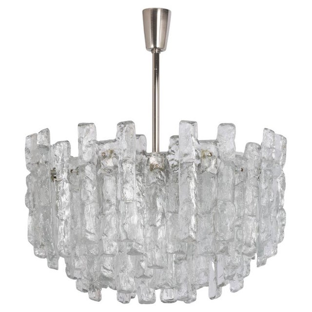 Large Soria Chandelier in Ice Glass from Kalmar, Germany, 1970 For Sale - Image 14 of 14