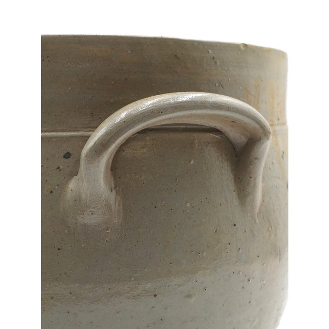 Traditional Large Antique Stoneware Crock Urn W. Handles For Sale - Image 3 of 9