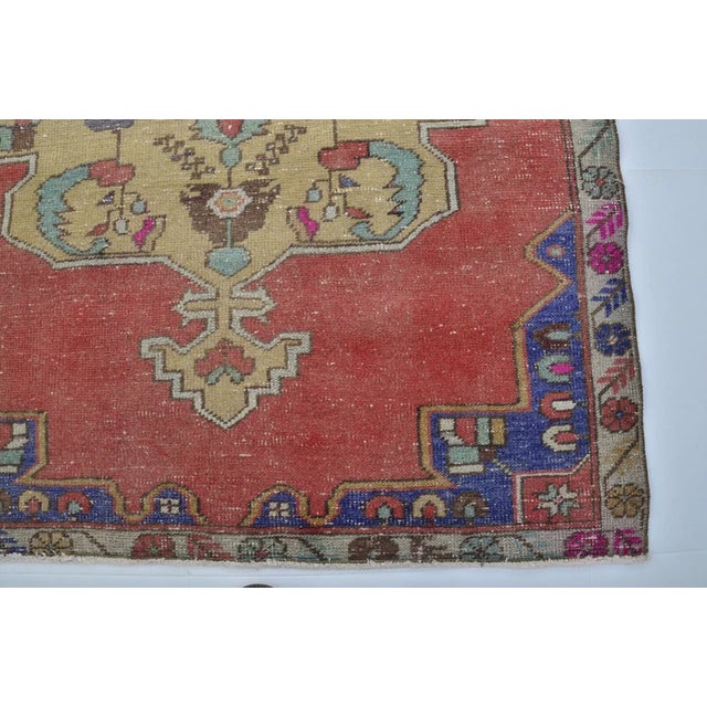 Orange Oushak Vintage Kurdish Rug For Sale - Image 8 of 10