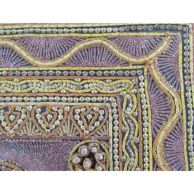 Wood Framed Antique Myanmar Thai Burmese Kalaga Padded Tapestry With Phoenix Bird For Sale - Image 7 of 13