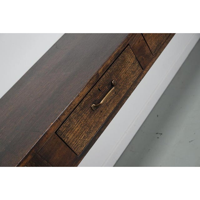 Vintage English Rustic Farmhouse Oak Side Table, 1930s For Sale - Image 6 of 16