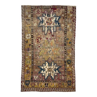 Antique Karabagh TextileRoom Size Leshgi Star Lavender Rug 6.9 x 10.9 For Sale