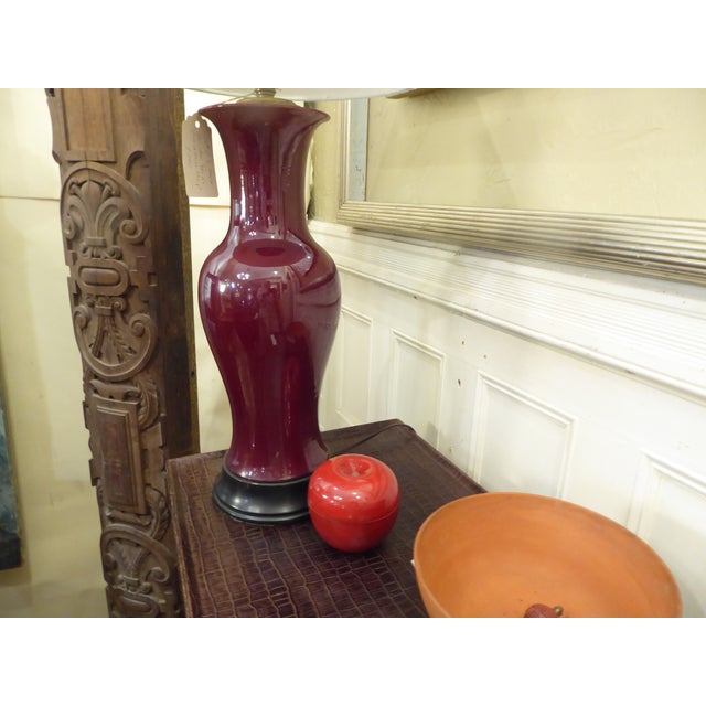 Early 20th Century Antique Japanese Oxblood Baluster Form Ceramic Lamp For Sale - Image 9 of 10