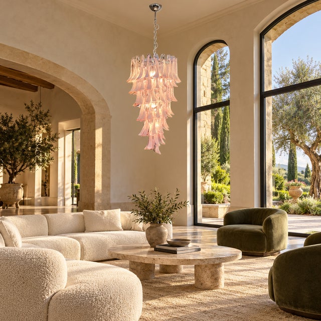 Murano Blush Pink Glass Chandelier with Hand-Blown Petals from Justfurnituress SRL For Sale - Image 18 of 18